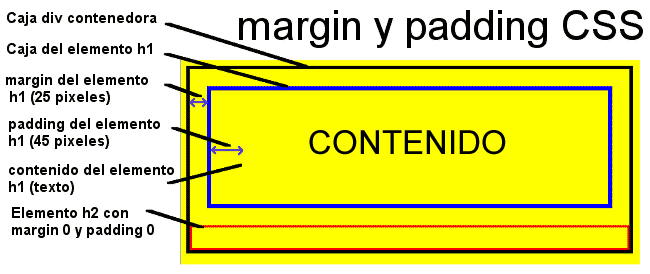 ejemplo margin padding css