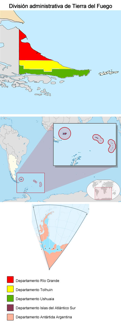 Division administrativa de Tierra del Fuego