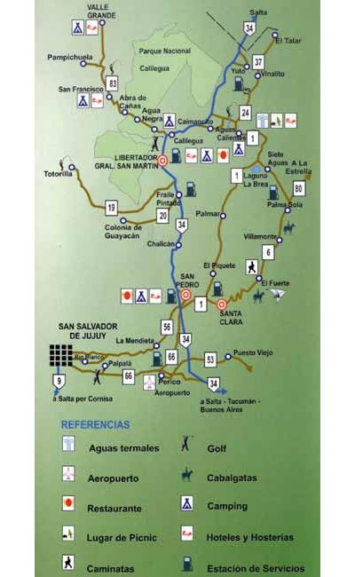 mapa de las yungas o ramal jujeño