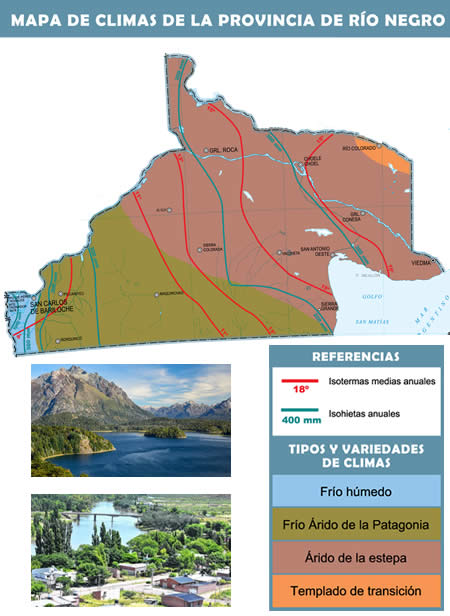 mapa climático de la provincia de  Río Negro - argentina