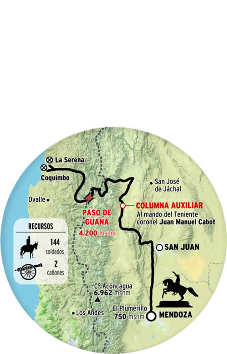 Cruces de los Andes - columna de CAbot